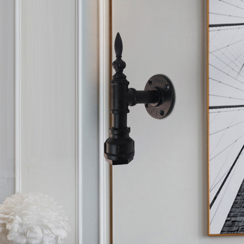BowLift | Metallic Matte Black Wall Lighting Pipe Design 1 Light Vintage Style Wall Lamp for Bedroom