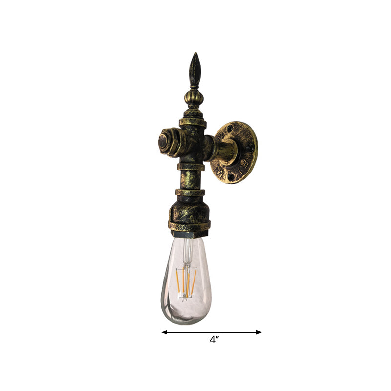 BowLift | Iron Bronze Wall Light Naked Bulb 1 Light Rustic Style Wall Fixture Light with Pipe Design for Restaurant