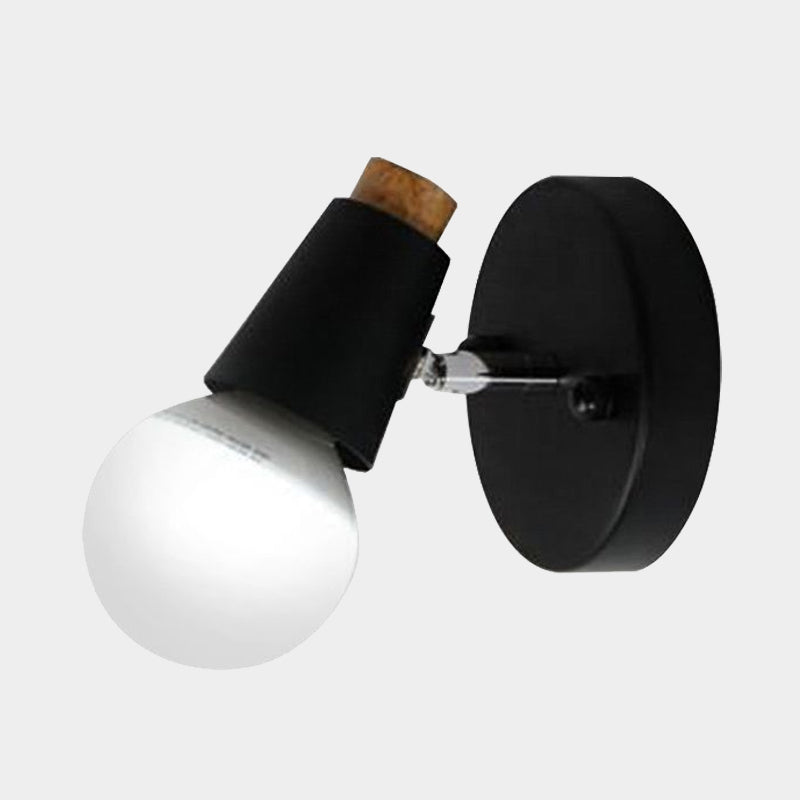BowLift | Metal cup-shaped wall lamp with bare bulb industrial 1-light bathroom wall lamp in black