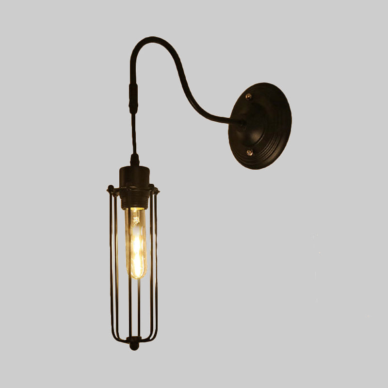 BowLift | Metal Cylinder/Hexagonal Engaged Wall Lamp Farm 1 Lamp Restaurant Wall Mount Fixture in Black