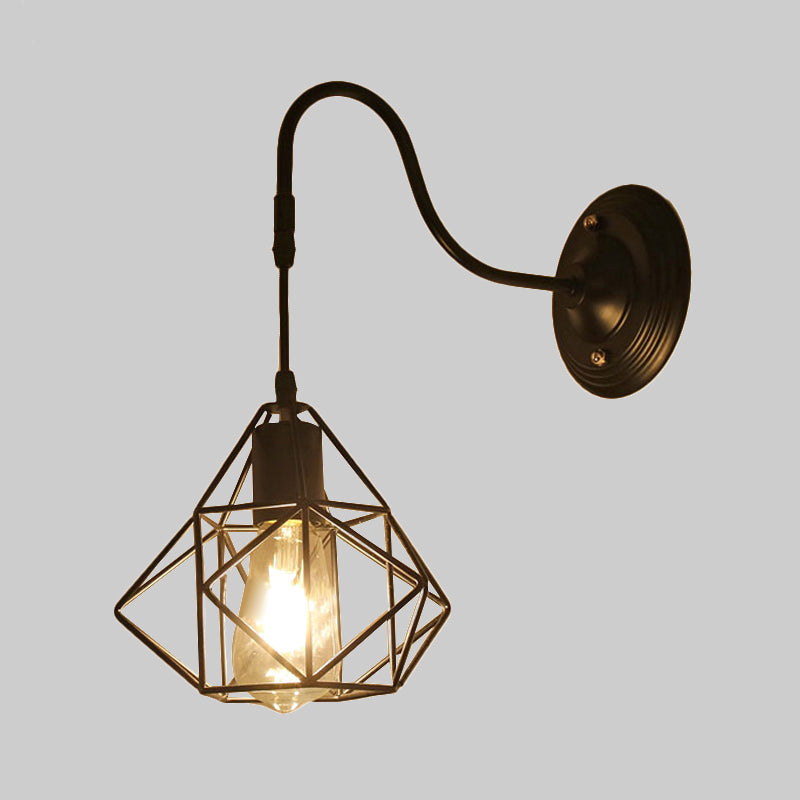 BowLift | Metal Cylinder/Hexagonal Engaged Wall Lamp Farm 1 Lamp Restaurant Wall Mount Fixture in Black