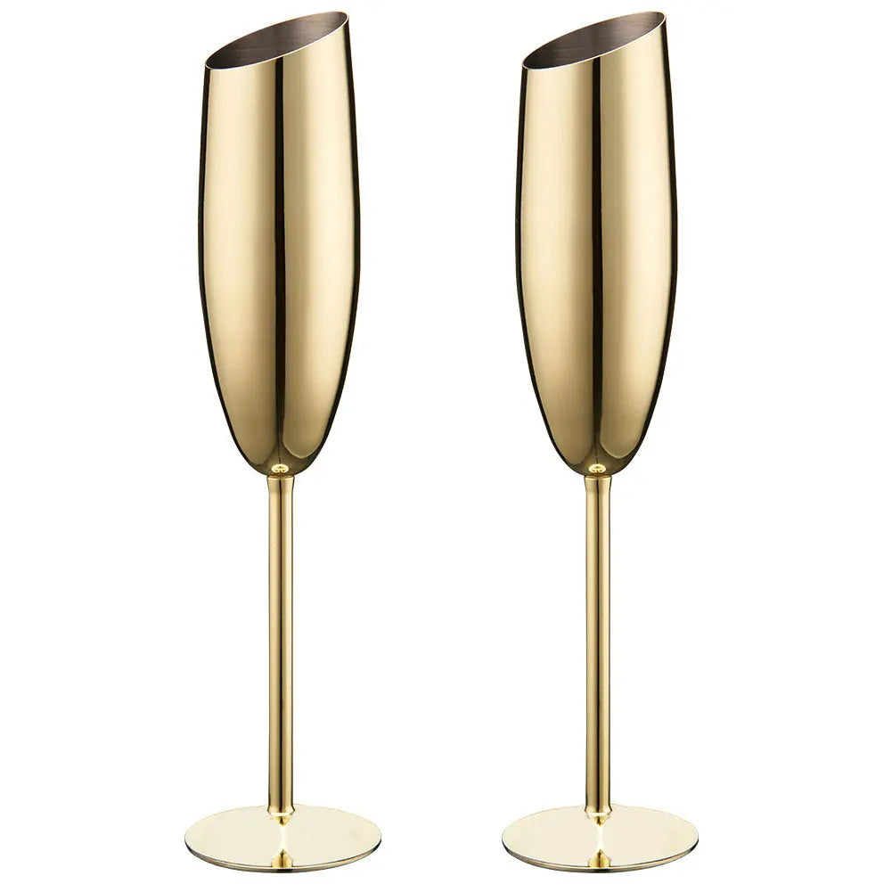 BowLift | 2 Pcs Stainless Steel Tall Champagne & Martini Glass Set for Cold Drinks