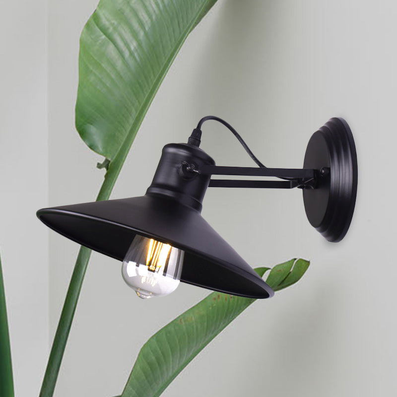 BowLift | Metallic Saucer Wall Light Antique Style 1-Bulb Hallway Wall Light Lamp in Black/Rust