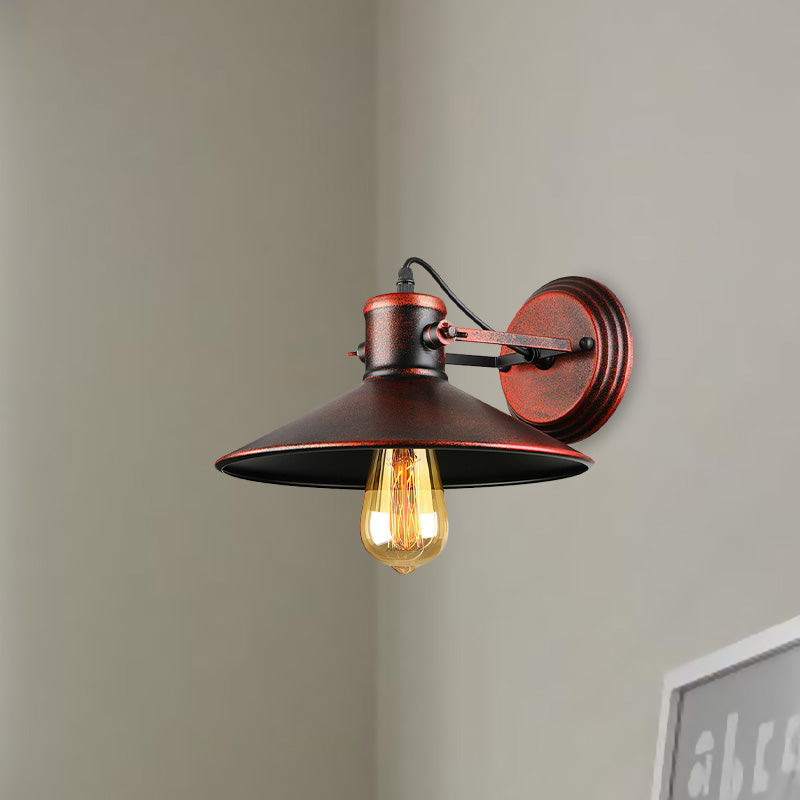 BowLift | Metallic Saucer Wall Light Antique Style 1-Bulb Hallway Wall Light Lamp in Black/Rust