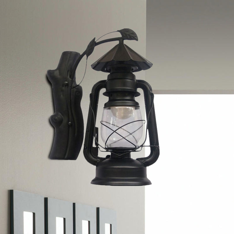 BowLift | Black/Bronze/Copper Kerosene Wall Lighting Coastal Clear Glass 1 Light Outdoor Wall Lamps Light