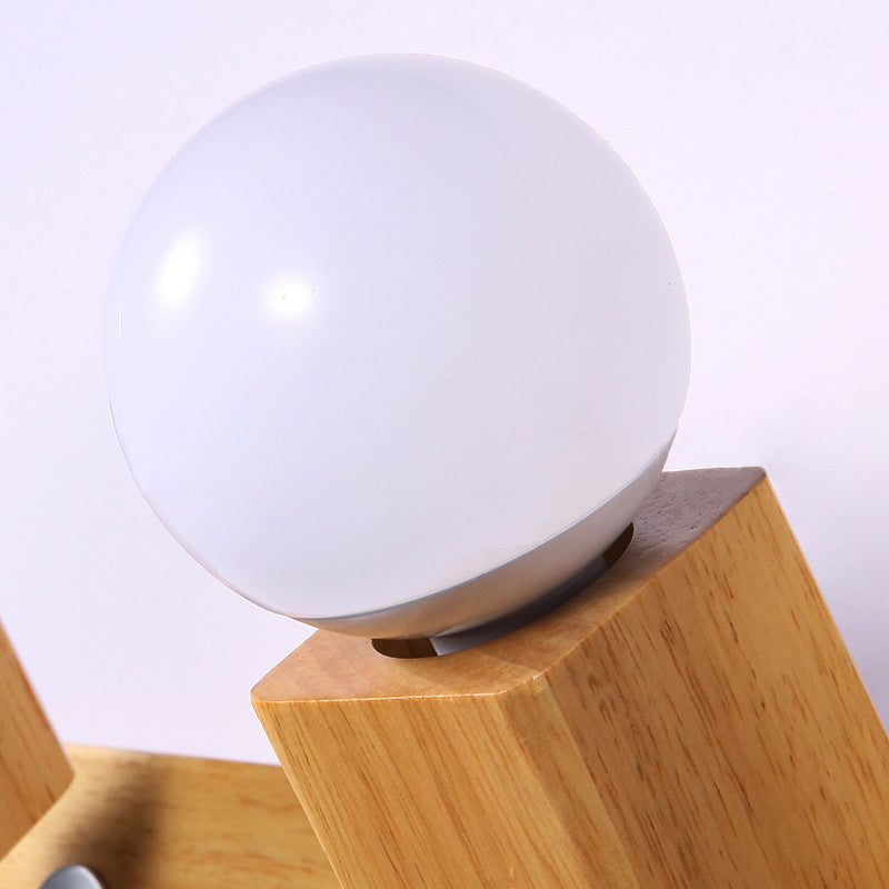 BowLift | 3 Lights Rotatable Wall Lamp Fixture with Open Bulb Wood Modernism Bedroom Vanity Light