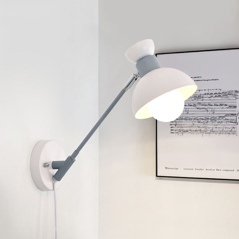 BowLift | 5.5"/6"/7" W Armed Wall Sconce Minimalism Metal 1 Main Wall Mount Lighting in Gray for Living Room