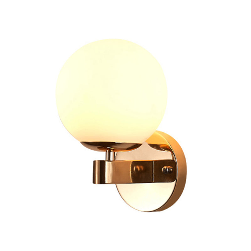 BowLift | Chrome/Gold Round Wall Light Industrial Opal Glass 1 Light Bedroom Wall Lamp Fixture