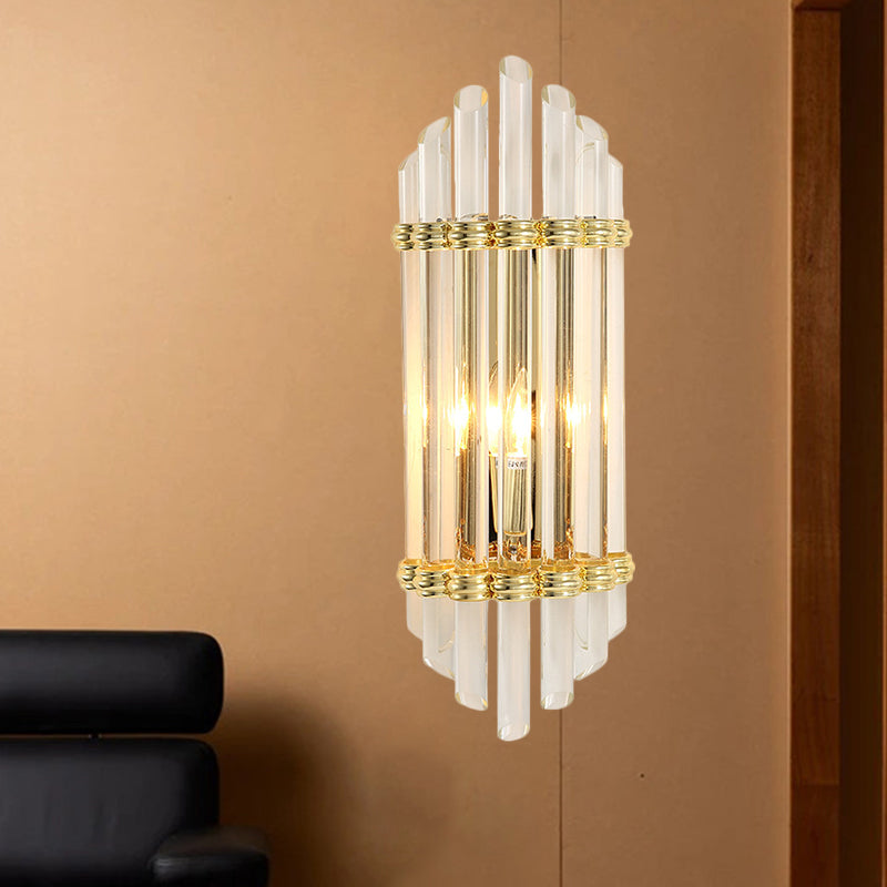 BowLift | Arch-shaped Crystal Tube Wall Mounted Lighting Modernist 2-Light Gold Wall Sconce Fixture