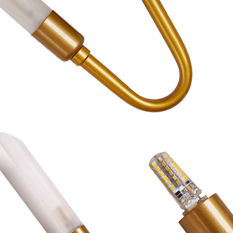 BowLift | Black/Gold Finish Pipe Wall Lamp 2 Head Post Modern Matte Glass Wall Lamp for Living Room