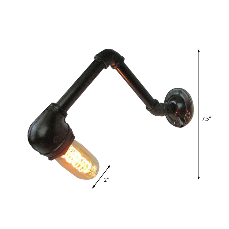 BowLift | Black version 1 bulb wall light fixture industrial style metal pipe wall lighting for living room