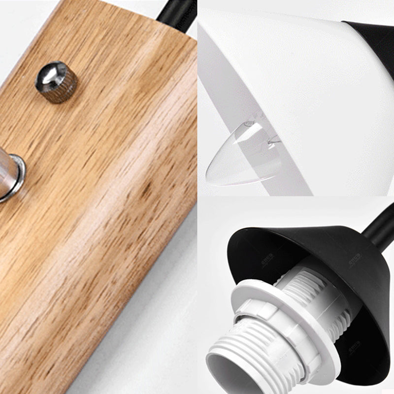 BowLift | Milk glass conical wall lamp dining room corridor 1 light modern wall light with wooden base
