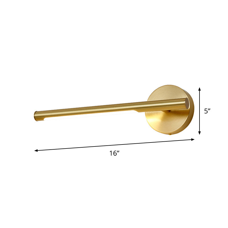 BowLift | Gold Rod Wall Lamp Minimalist Metal 16"/25" Long LED Vanity Sconces Light with Acrylic Diffuser