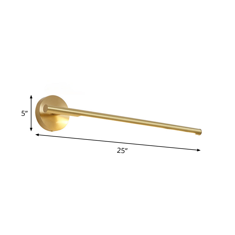 BowLift | Gold Rod Wall Lamp Minimalist Metal 16"/25" Long LED Vanity Sconces Light with Acrylic Diffuser
