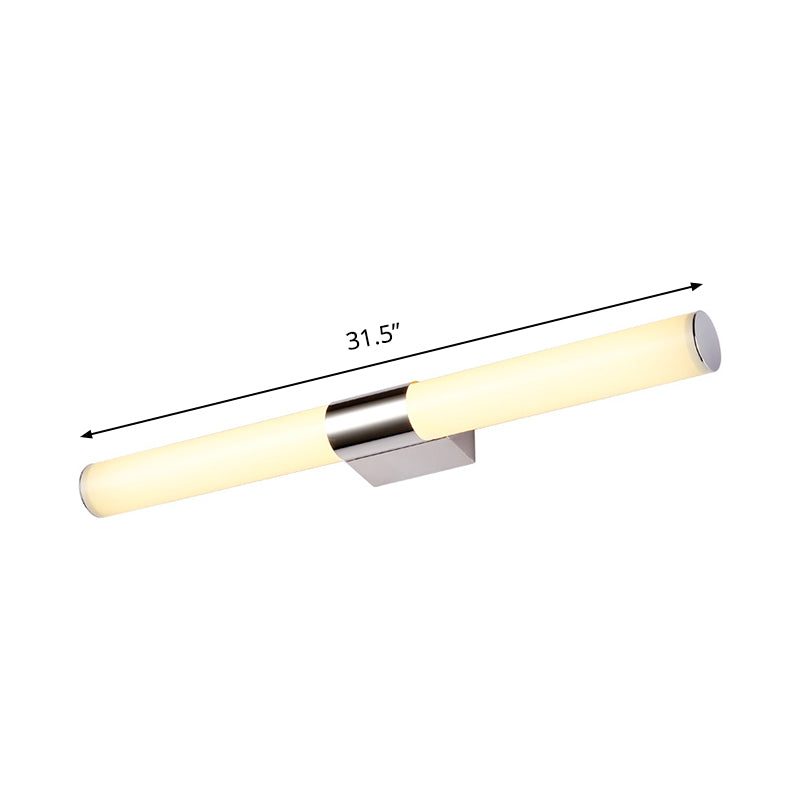 BowLift | Acrylic Tube Wall Vanity Light Modern Chrome Surface LED Wall Lamp in Warm/White Light, 18"/23.5"/31.5" Length