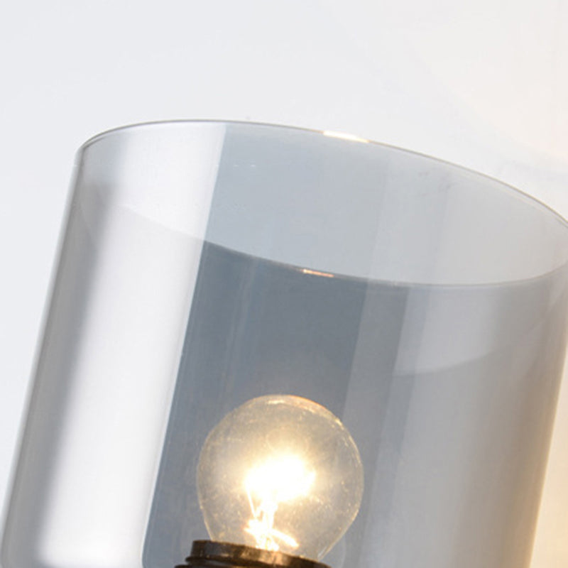 BowLift | Cylindrical gray glass wall lamp modernist 1 light chrome wall light with 1 switch/2 switches/no switch