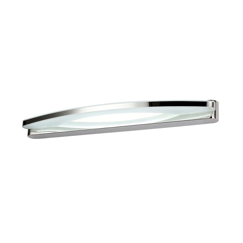 BowLift | Chrome Arc Mirror Light Modernist Stainless Steel 21"/27.5" L LED Wall Light in Warm/White Light with Acrylic Diffuser