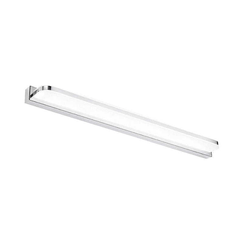 BowLift | Rectangular Wall Wash Basin Light Simple Stainless Steel-Chrome 16.5"/20.5"/24.5" L LED Wall Light with Rounded Corner, Warm/White Light