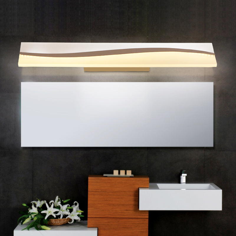 BowLift | Acrylic Rectangular Makeup Mirror Lamp Simple 16"/19.5"/23" Width LED Bathroom Light over Mirror in Warm/White, Water and Fog Resistant