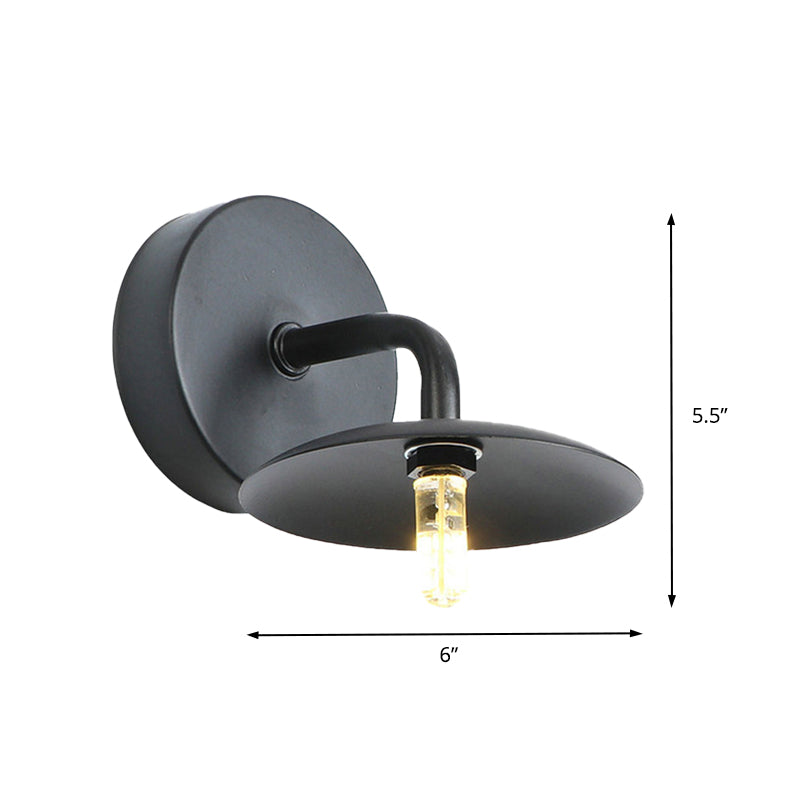 BowLift | Flat Shade Metal Wall Lighting Fixture Industrial Vintage 1 Light Bedroom Wall Sconce in Black