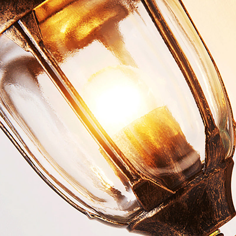 BowLift | Kerosene Outdoor Wall Lamp Fixture Industrial Clear Glass 1 Light Rust Wall Lamp