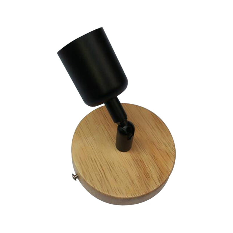 BowLift | Minimalistic Mini Wall Lamp with Cup Shaped 1 Light Wooden and Metal Wall Lamp in Black