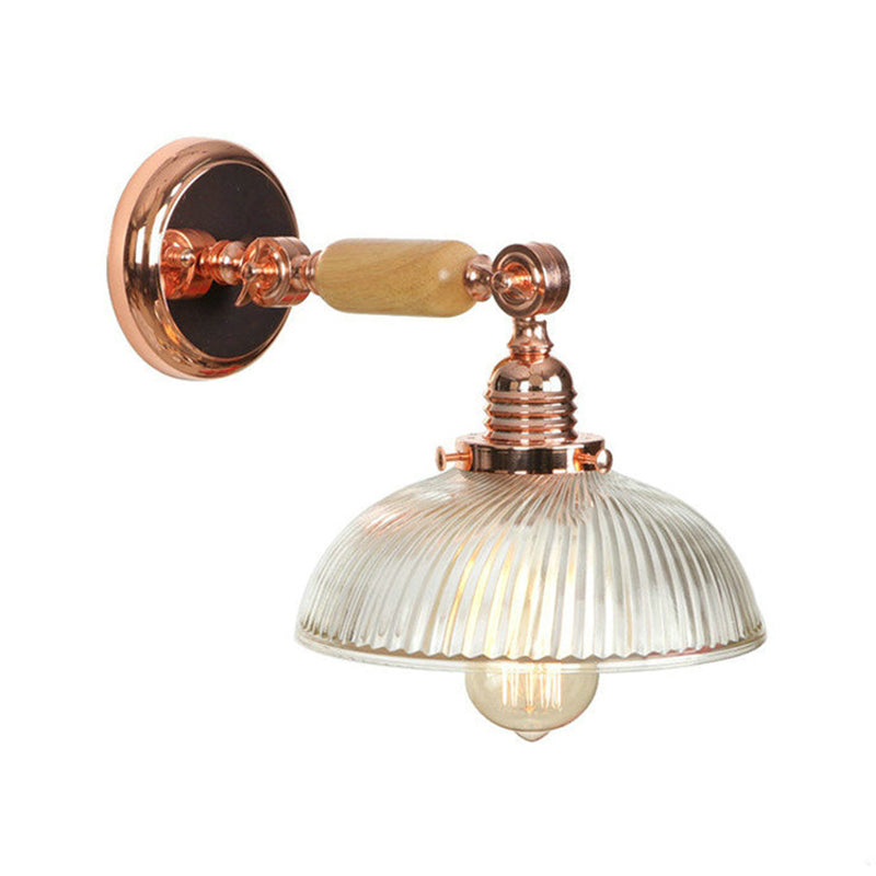 BowLift | A bulb ribbed glass wall lamp farmhouse rose gold arched bedroom wall lamp