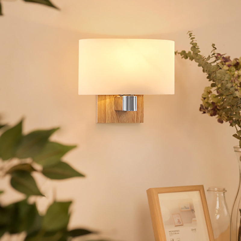 BowLift | A wall lamp with a rectangular shade Opal glass Nordic living room wall lamp lighting fixture with wood