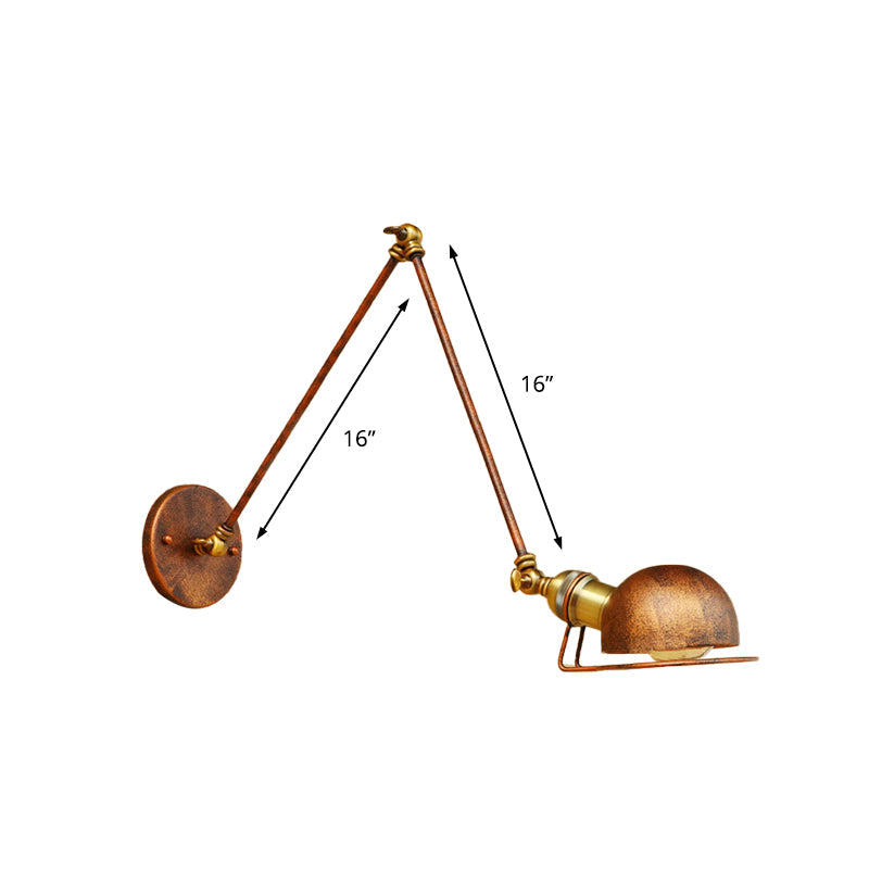 BowLift | Vintage Industrial Bowl Wall Lamp 1 Light Iron Wall Lamp with Rotatable Arm in Black/Metal