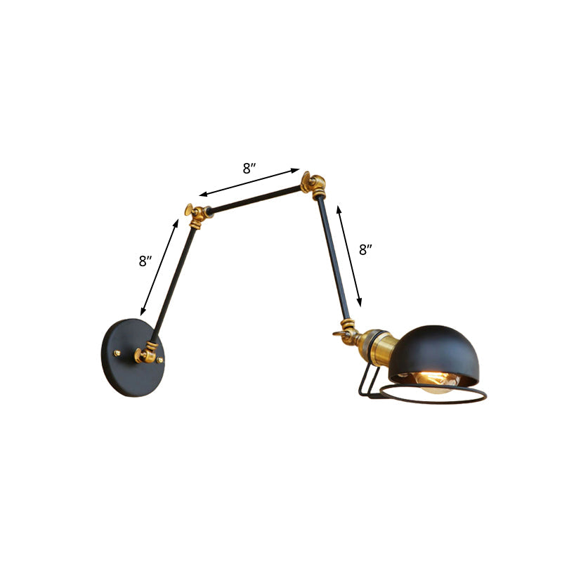 BowLift | Vintage Industrial Bowl Wall Lamp 1 Light Iron Wall Lamp with Rotatable Arm in Black/Metal