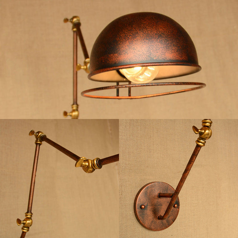 BowLift | Vintage Industrial Bowl Wall Lamp 1 Light Iron Wall Lamp with Rotatable Arm in Black/Metal