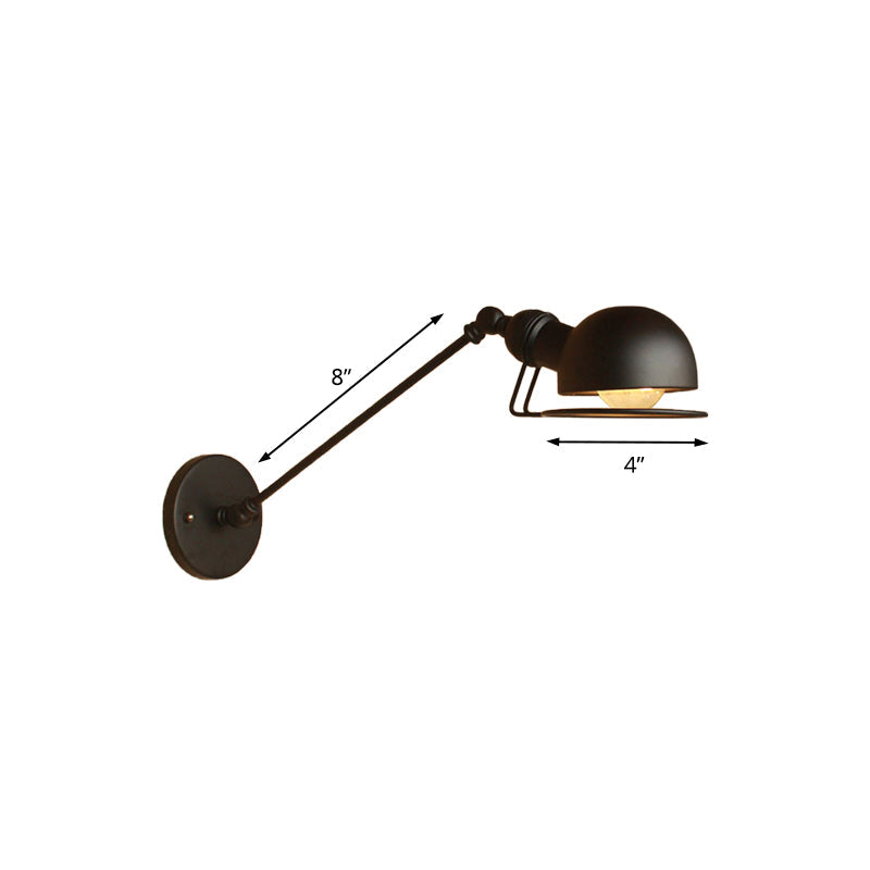 BowLift | Vintage Industrial Bowl Wall Lamp 1 Light Iron Wall Lamp with Rotatable Arm in Black/Metal