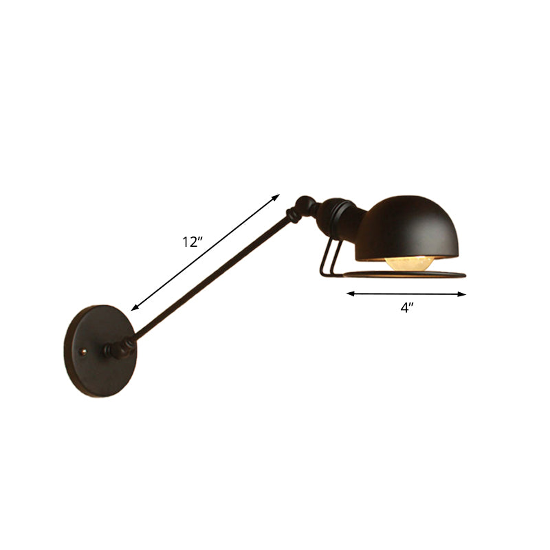 BowLift | Vintage Industrial Bowl Wall Lamp 1 Light Iron Wall Lamp with Rotatable Arm in Black/Metal