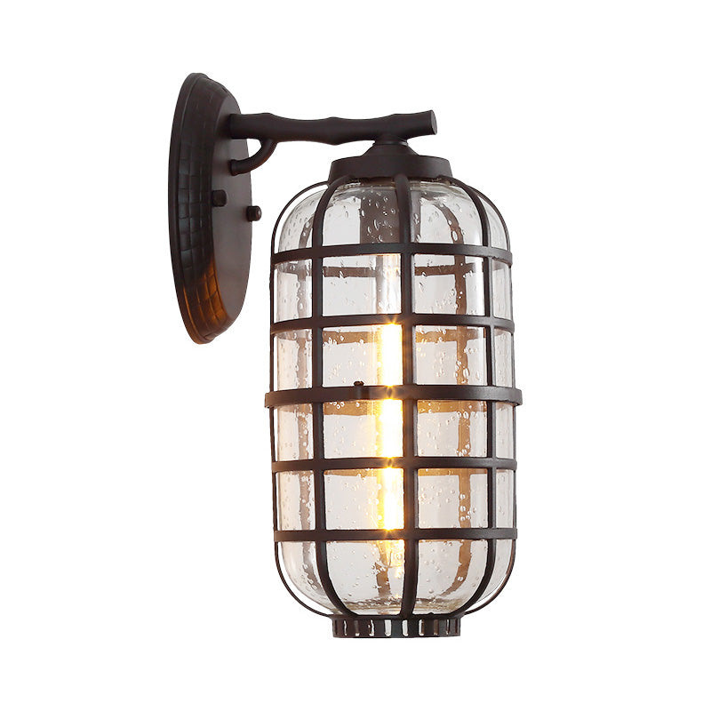 BowLift | Caged Seeds Glass Wall Mounted Lamp Industrial Single Bulb Outdoor Sculpture Light in Black/Bronze, 5.5"/6"/8" Wide