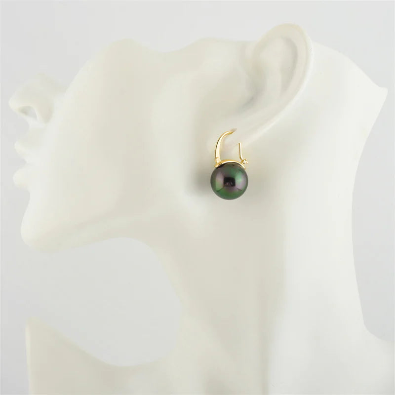 BowLift | Black Pearl Earrings Available in White Champagne Grey Gold and Black Pearl Dangle Earrings