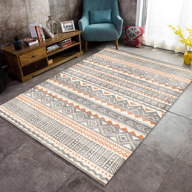 BowLift | Indian America Area Rug Striped Diamond Geometric Synthetic Stain Resistant Power Loom Rug for the Area around the Fireplace