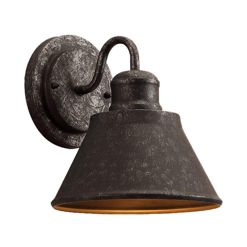 BowLift | Metal Antique Black Wall Lights Drum/Trumpet Shade 1-Light Retro Rustic Wall Lamp Fixture