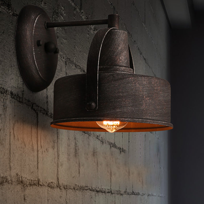 BowLift | Metal Antique Black Wall Lights Drum/Trumpet Shade 1-Light Retro Rustic Wall Lamp Fixture