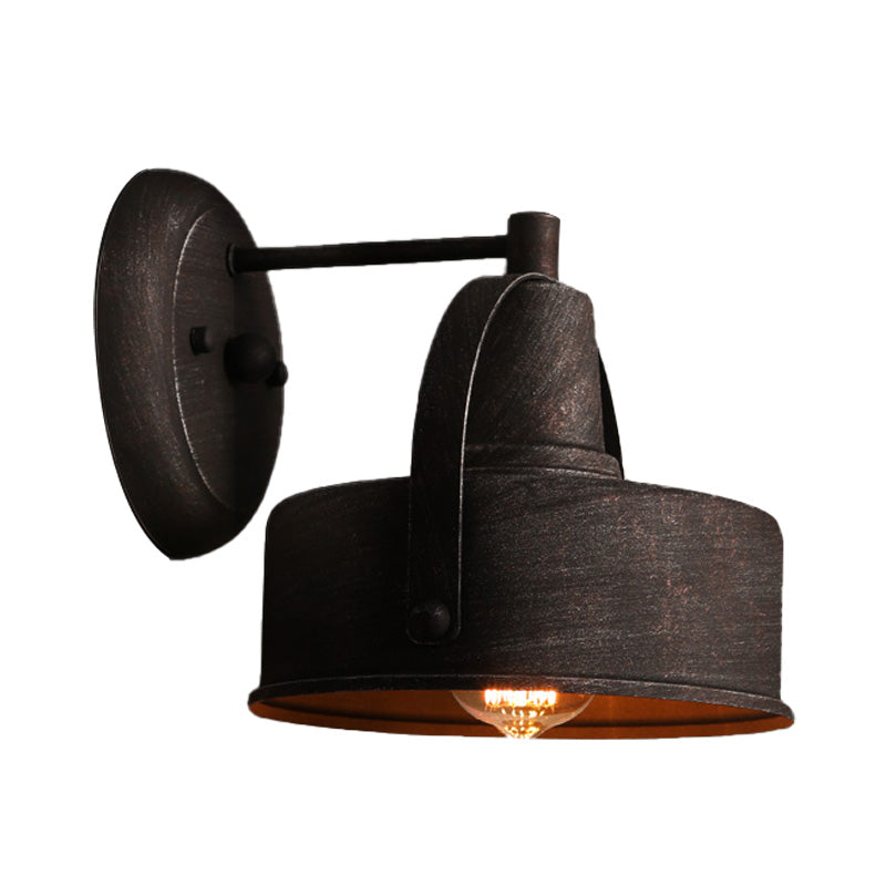 BowLift | Metal Antique Black Wall Lights Drum/Trumpet Shade 1-Light Retro Rustic Wall Lamp Fixture