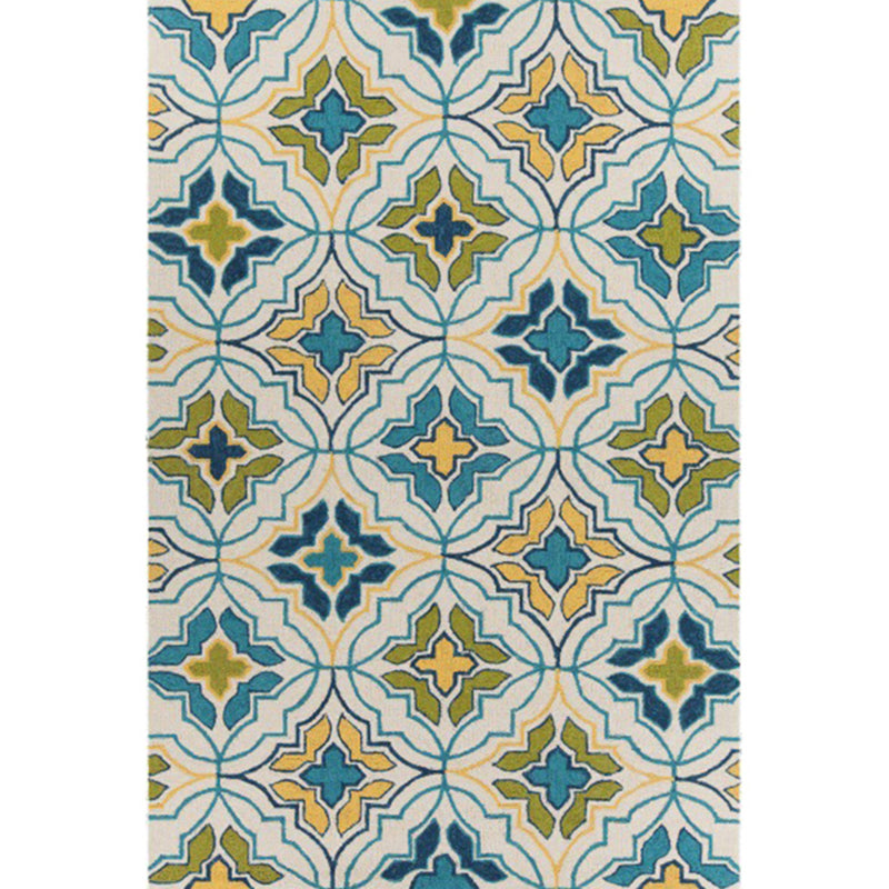 BowLift | Ivorakariert Moroccan Carpet Polyester Geometric Floral Cross Print Rug Non-Slip Rug for Home Decor