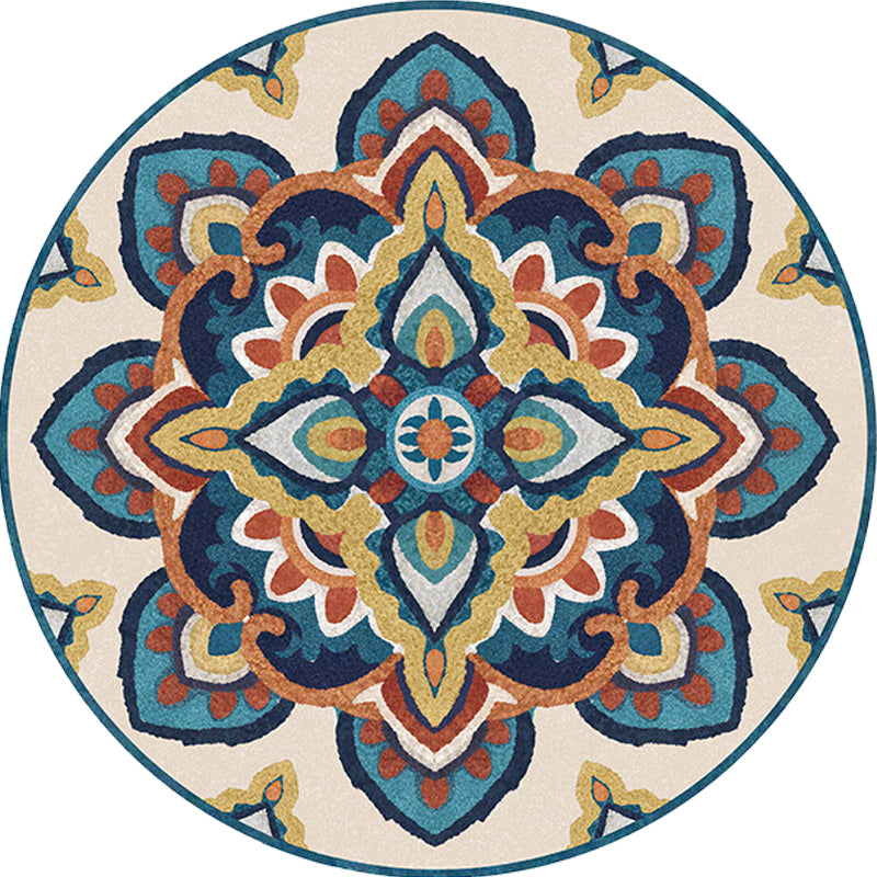 BowLift | Blue and Yellow Southwest Rug Synthetic Tribal Rug Non-Slip Back Area Rug for Bedroom