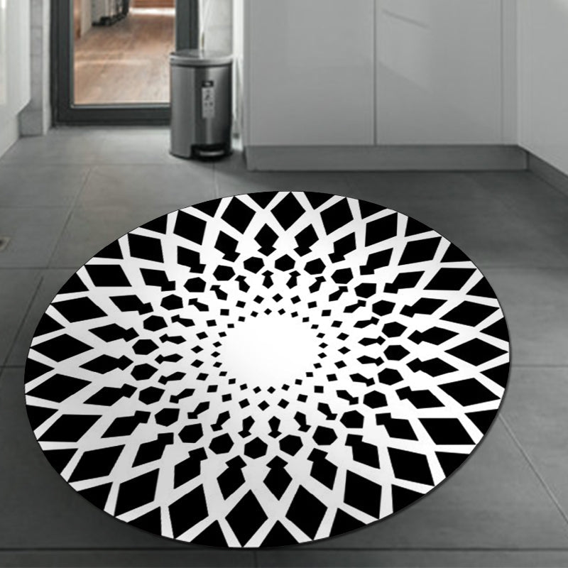 BowLift | Black and White Moroccan Carpet Polyester Floral Carpet Non-Slip Back Carpet for Living Room