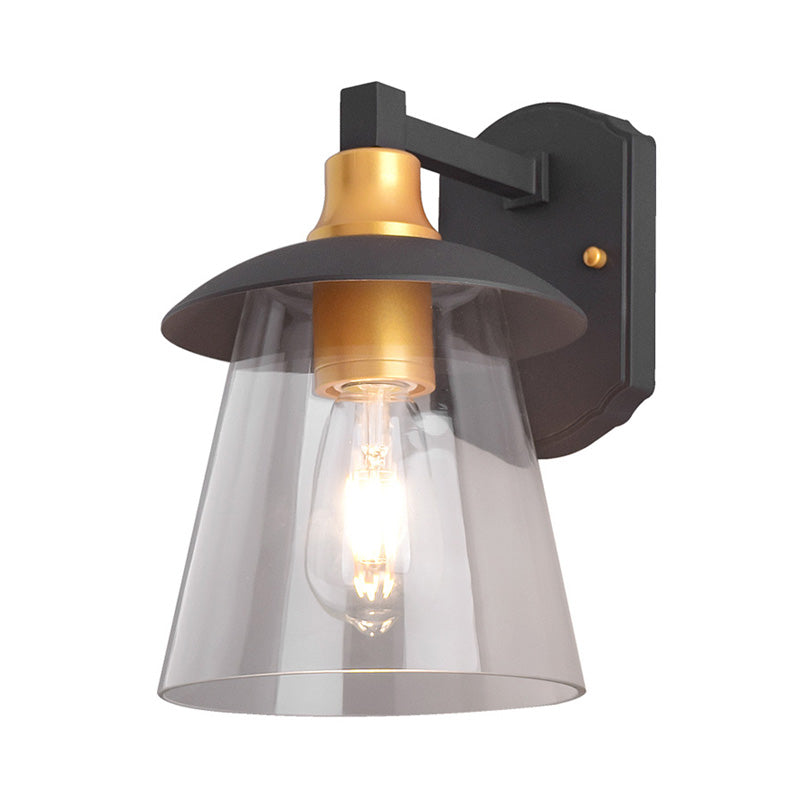 BowLift | Clear Glass Black Wall Lamp Lighting Cylinder/Half Circle/Rectangle 1-Light Industrial Light Fixture, 6"/8" Wide