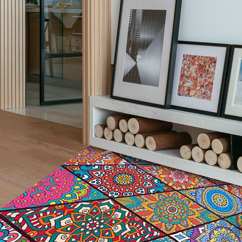 BowLift | Colorful Bedroom Rug Moroccan Floral Diamond Dot Pattern Rug Polyester Machine Washable Non-Slip Backing Rug for Living Room