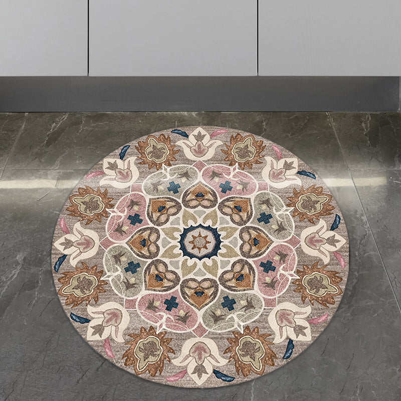 BowLift | Retro Southwest Rug Brown Tribal Rug Synthetic Non-slip Backing Rug for Living Room