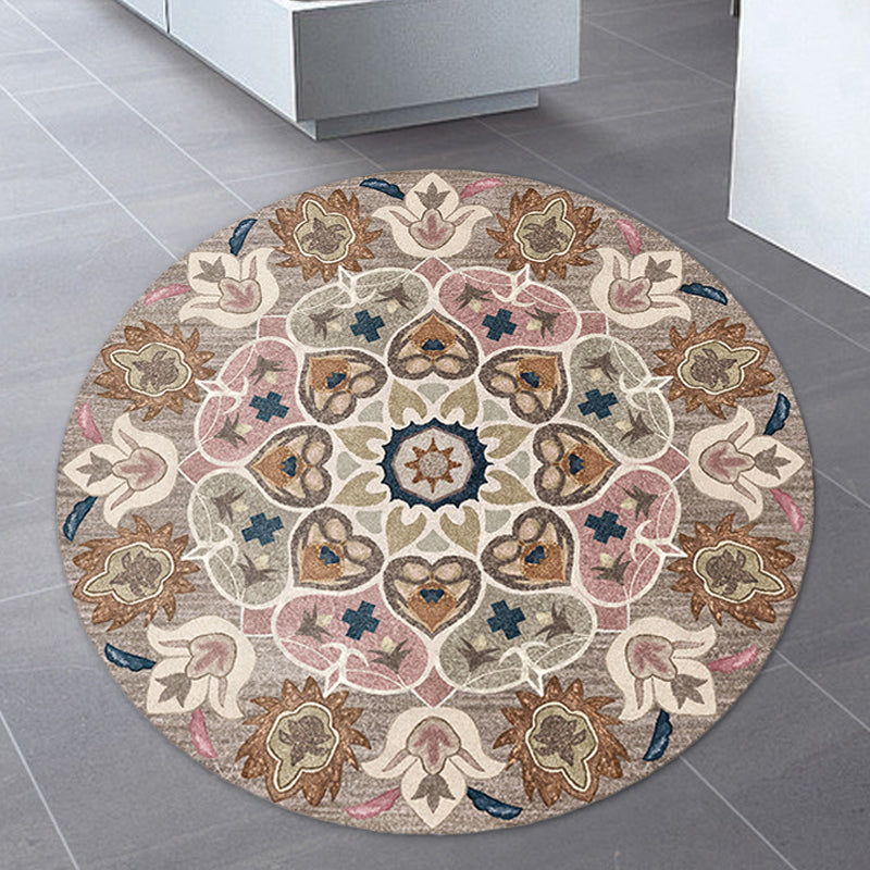 BowLift | Retro Southwest Rug Brown Tribal Rug Synthetic Non-slip Backing Rug for Living Room