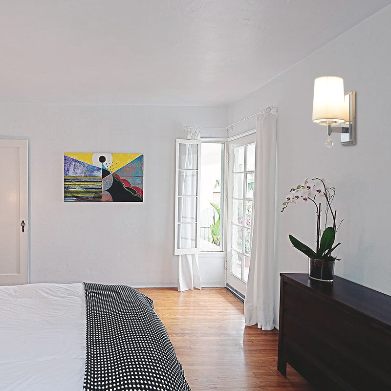 BowLift | Fabric Cone Shade Wall Lamp with Crystal Ball Decoration Modern Style 1 Head Wall Light in Chrome