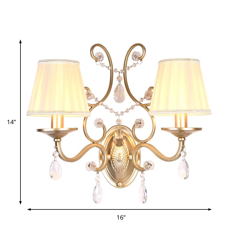 BowLift | Curved Arm Wall Light Contemporary Crystal 1/2-Light Wall Mounted Lighting with/without Shade in Brass