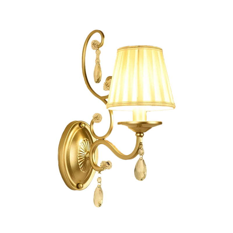 BowLift | Curved Arm Wall Light Contemporary Crystal 1/2-Light Wall Mounted Lighting with/without Shade in Brass