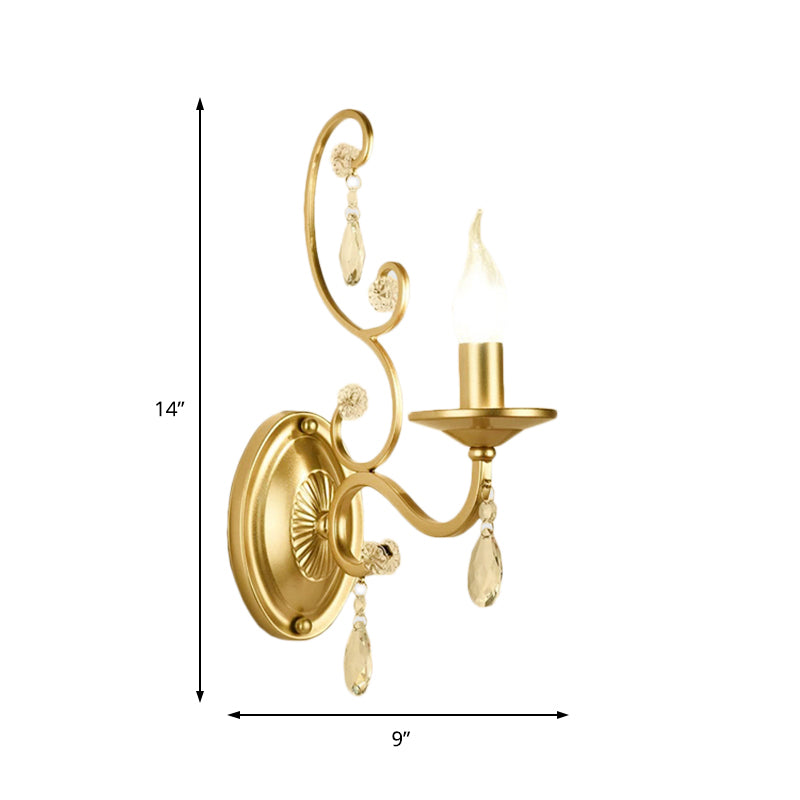 BowLift | Curved Arm Wall Light Contemporary Crystal 1/2-Light Wall Mounted Lighting with/without Shade in Brass